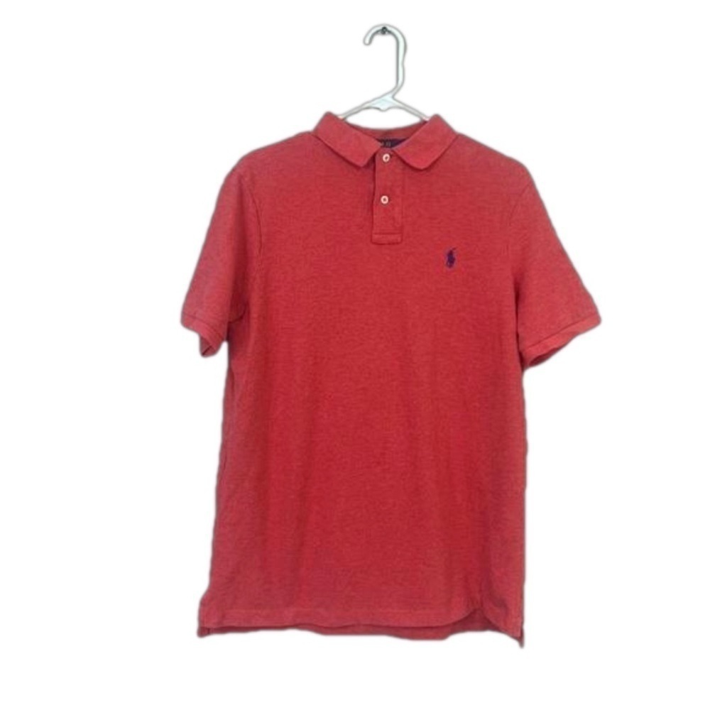 Polo Ralph Lauren Men Salmon Red Polo Collar Short Sleeve Pullover Shirt Size M